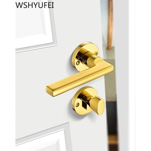 Modern Indoor Door Lock Mute Room Door Lock Handle Copper Core Green Bronze PVD Golden Split Lock Furniture Hardware