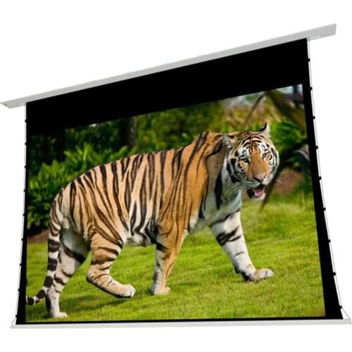 T4HALR-16:9-Premium built in recessed ceilling tab tensioned motorized projection screen with Ambient light rejecting screen ALR
