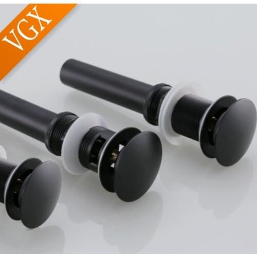 VGX Bathroom Basin Sink Pop Up Button Round Drain Waste Stopper Strainer Hotel Drainer Accessories Brass Matt Black D0002