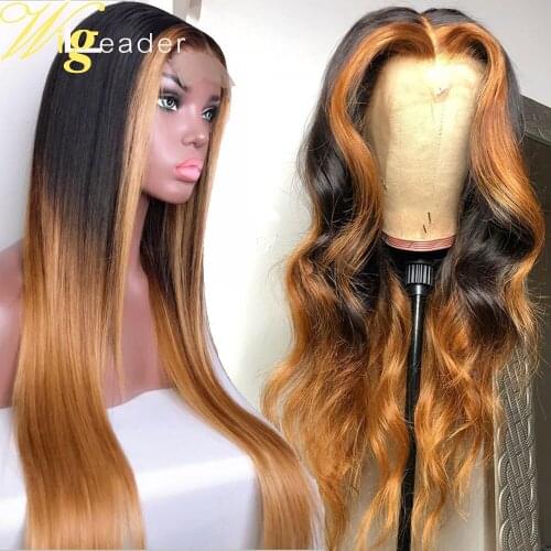 Wigleader Remy Human Hair 13x6 Deep Parting Wavy Lace Front Wigs Preplucked 180% Lace Frontal Wigs Omber Straight Lace Hair Wigs