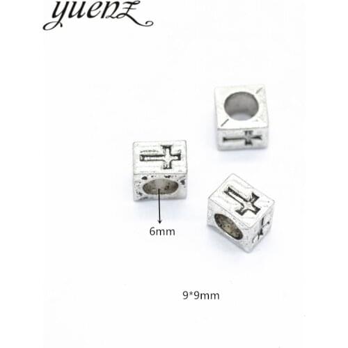 YuenZ 10pcs Antique Silver color Big Hole cross Beads Fit European Charm Jewelry Accessories DIY Findings R135
