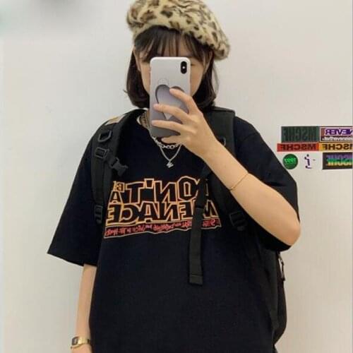 Fashion Style Woman T shirt Letters Print Short Sleeve Round Neck Tee shirt Women Cotton Spandex Women Tops