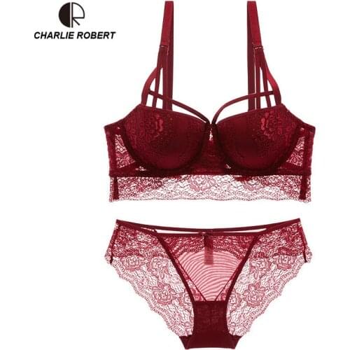 CR Women Sexy Lace Floral Brassiere Adjusted-straps Underwear Push Up Ladies Bra Sets WI525 Drop Shipping