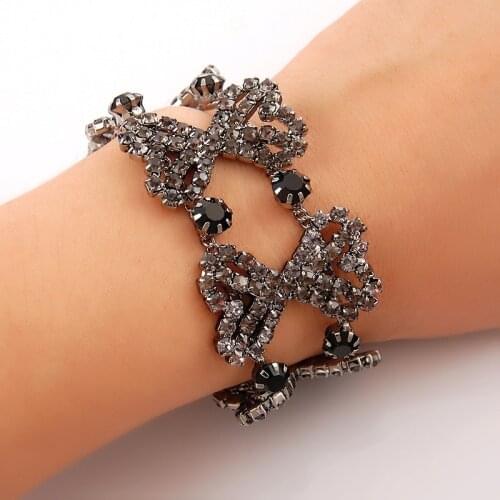 Luxury Brand New 925 Silver Bracelet Vintage Black Crystal Zircon Bracelets For Women Wedding Party Best Gifts