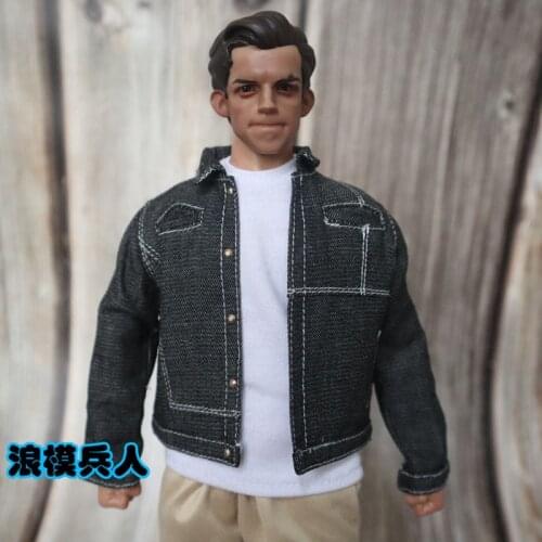 1/6 Male Denim Jacket Short Tops Model Soldier Clothes Fit 12'' Action Figure Body