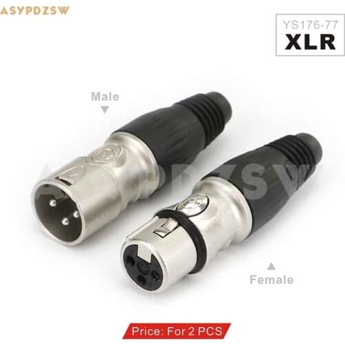 1 Pair YS176 YS177 Cannon Male/Female Plug MIC 3-PIN XLR balance connector plug