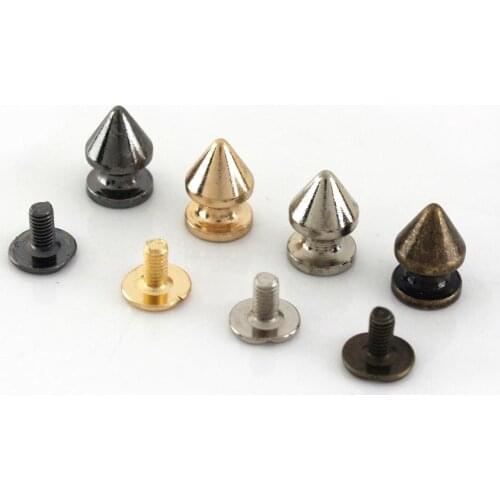 10pcs Solid Metal Screwback Cone Studs Bullet Spikes Punk Rivets for Leather Craft Bag Garmet Shoes Decor Pet Collar Anti-bite