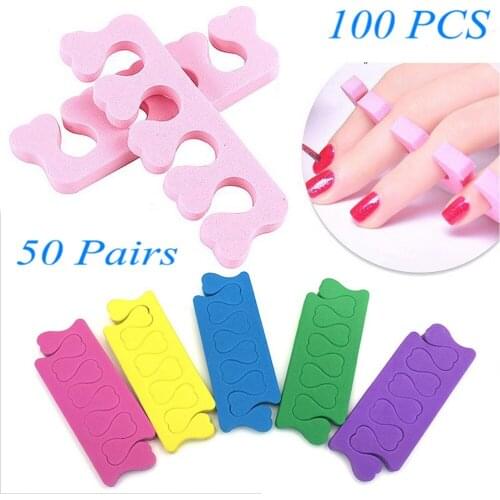 100pcs Professional Toe Separator Finger Foot Nail Tools Soft Foam Sponge Manicure Pedicure Nail Polish Anti Touch Gel UV