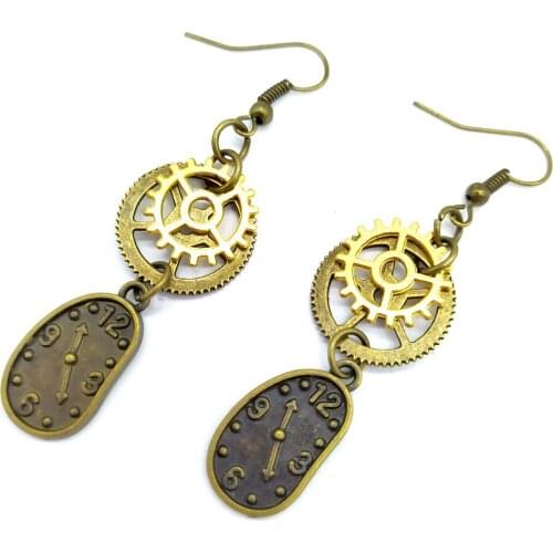 2020 Latest Design Varied Gears Irregular Clock Drop Women`s Steampunk Earrings