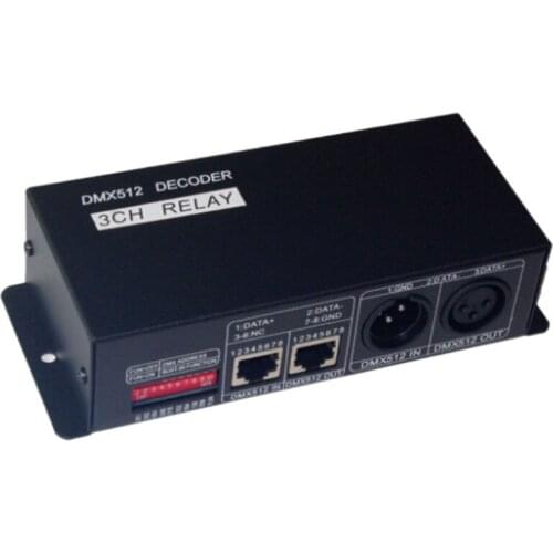 3 Channel DMX512 Decoder Relays 5A*3CH Input AC110V-220V For Lamp Led Strip Light WS-DMX-RELAY-3CH-KA