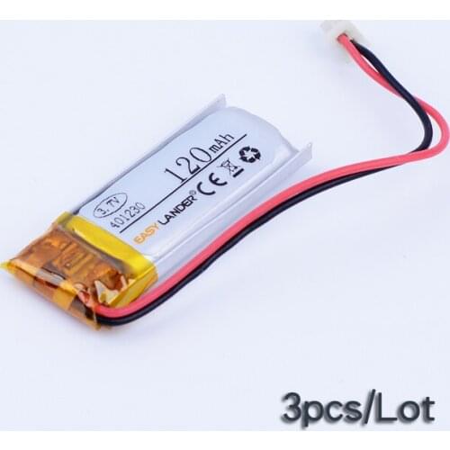 3pcs/Lot 3.7V 120mAh Rechargeable li Polymer Li-ion Battery For bluetooth headset mp3 mouse Bracelet Wrist Watch 401230 041230