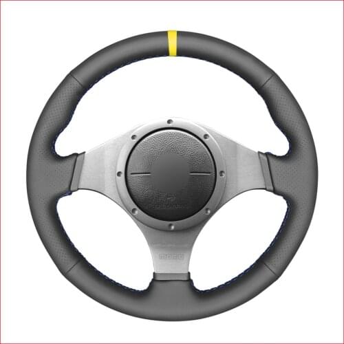 Yellow Marker Black Artificial Leather Steering Wheel Cover for Mitsubishi Lancer Evolution 8 VIII Lancer Evolution 9 IX