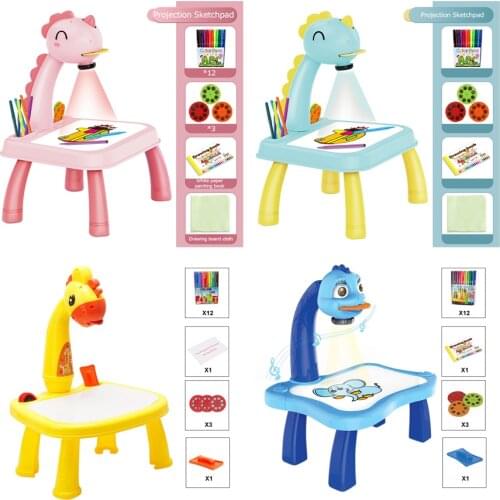 Children LED Projector Art Drawing Table Toy with Light Music Multi-function Painting Board Desk Educational Toy Kids Xmas Gift