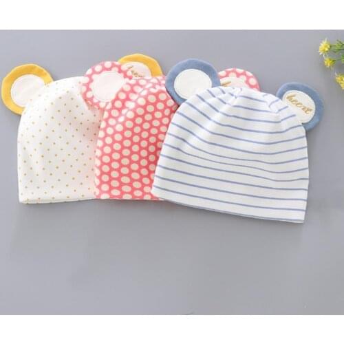 Toddler Infant Cap Printed Cartoon Ears Design All-match Skin Friendly Newborn Beanie Hat for Baby Daily Wear Supplies