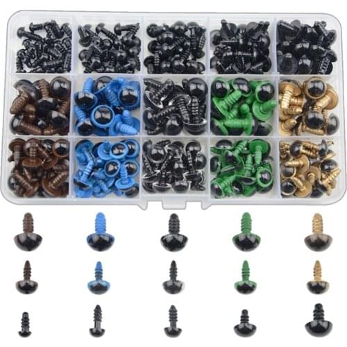 Feltsky 300 Pack - 150pcs Colorful Safety Eyes 150pcs Washers for Decys Sewing Packaged by Grid Box (6/8/9/10/12mm Colourful)