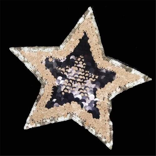 T shirt Women cute patch sequins 24cm golden star deal with it biker patches for clothing stickers 3d t shirt mens free shipping