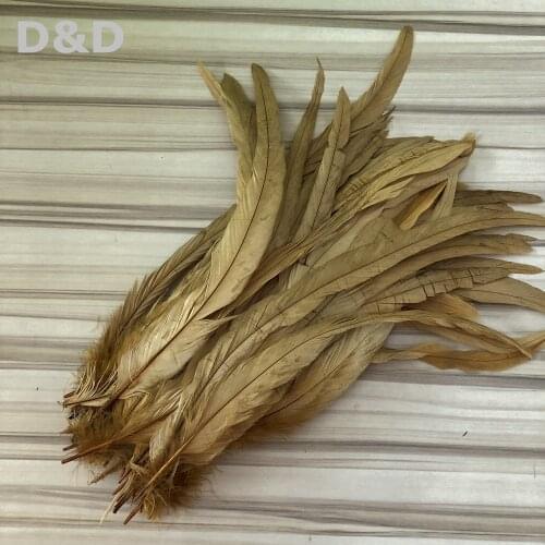 40 to 45CM Super Long Rooster Cock Tails Feahter Gold Dyed Loose Natural Chicken Feathers For Crafts Making DIY Jewelry Decorate