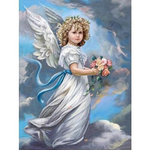 JMINE Div 5D little girl angle flower Full Diamond Painting cross stitch kits art High Quality Cartoon 3D paint by diamonds