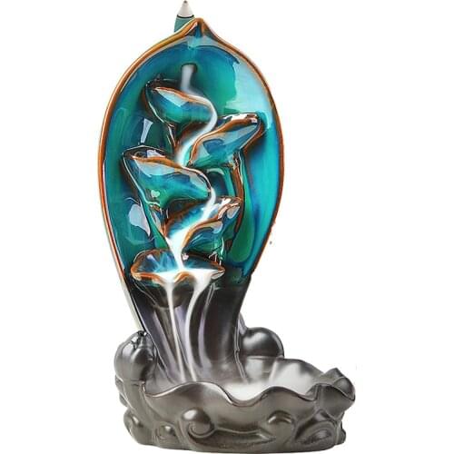 Ceramic Waterfall Incense Burner Backflow Incense Holder Creative Home Decor Incense Holder Censer Office Yoga Ornamen