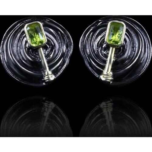 CIZEVA Creative Green Cubic Zirconia Guitar Stud Earring Ladies 925 Silver Two Tone Earrings Retro Black Gold Jewelry