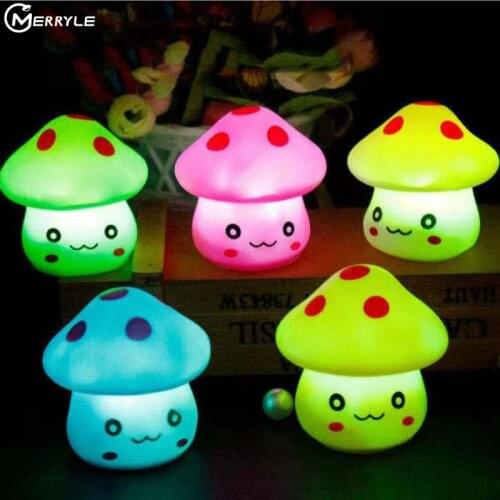 Creative Mushroom Colorful Mushroom Night Light for Gifts So Cute Glowing Toy Holiday Atmosphere Lights Bedroom Decoration