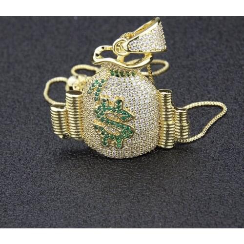 Funmode Shiny Cubic Zircon Pave Dollar Design Pendant For Women Jewelry Hip Hop Accessories moda praia feminina Wholesale FN184