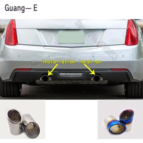Car stickers cover muffler exterior back end pipe dedicate exhaust tip tail outlet ornament 2pcs For Cadillac ATS 2013-2019