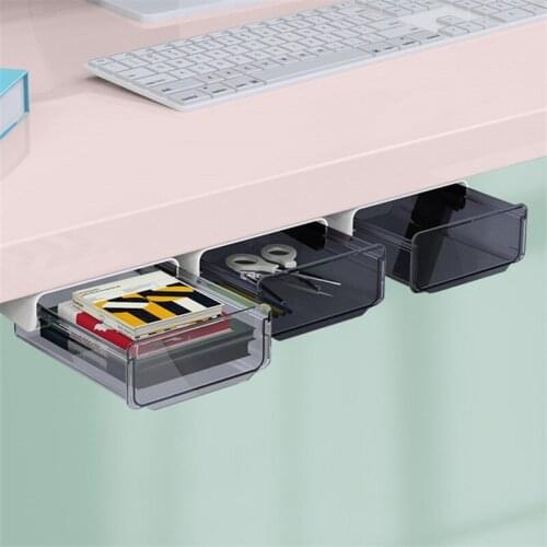 Wall Mounted Under Desk Office Sundries Storage Box Drawer Type Pen Holder Pencil Tray Hidden Remote Control Cosmetic Organizer