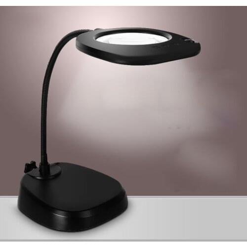 220V 5X Large Magnifier Lamp Stand Table Magnifying Glass with LED Lights for Reading