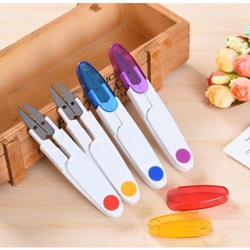 DIY Sewing Scissor Stainless Steel Plastic Cross Stitch Fishing Line Tailors Embroidery Scissors Cutter With Cap Sewing Tools