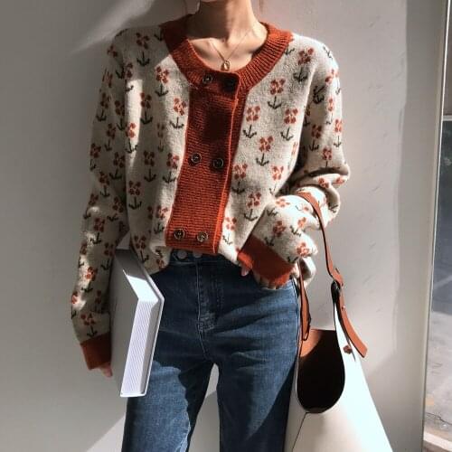 Fall 2021 Women Clothing Oversize Womens Sweaters Autumn Vintage Loose Winter Sweater Knitted Women Cardigan Knit Button Maxi
