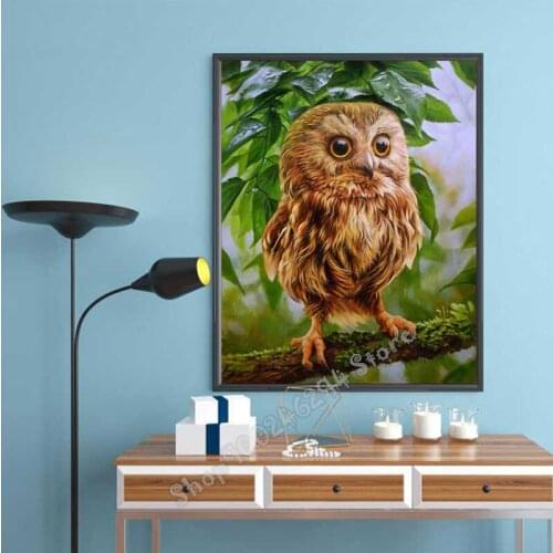 Full Square round Diamond Painting Owl 5D DIY Diamond Mosaic Animal New Arrival Home Decoration Gift FF3398