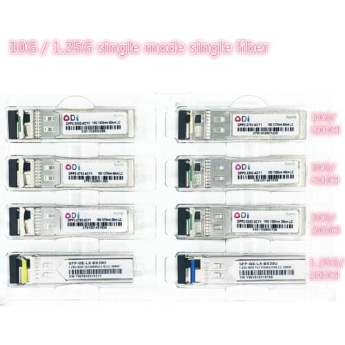 SFP 1.25G/10G LC 20/40/60KM 1270nm/1330nm Single Fiber SFP Optical Industrial grade -40-85 compatible with Mikrotik Cisco
