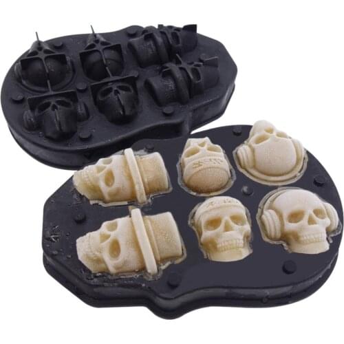 Wholesale 3D Skull Ice Cube Whiskey Ice Hockey Frozen Silicone Mould