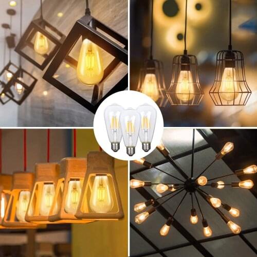 E27 ST64 Retro Edison LED Filament Bulb Lamp 220V Light Bulb 4W 6W 8W 12W Warm/White Glass Bulb Vintage Spiral Candle Light