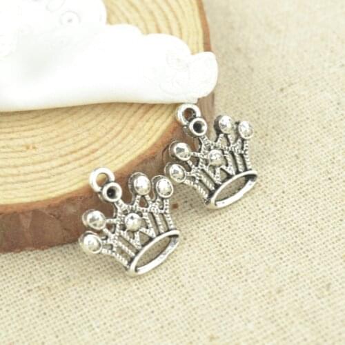 High quality 30pcs metal antique silver Plated crown charms for DIY jewelry making 18*18mm 2430