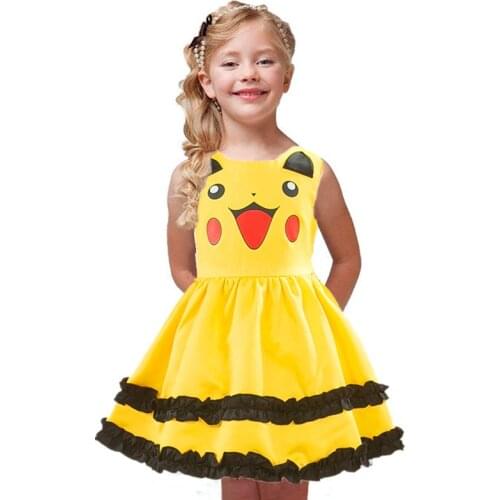 Janpan Anime Cartoon Cospay Dress for Children Baby Girls Halloween Party Kids Kawaii Cute Clothing Bowknot Ruffles Ball Gown