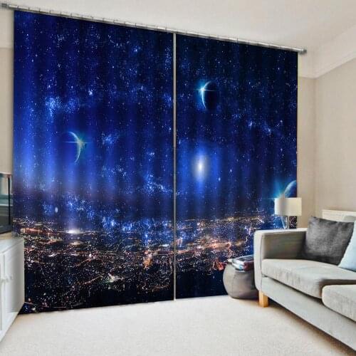 Blue stars 3d curtains new bay window balcony thickened windshield blackout curtains starry curtains