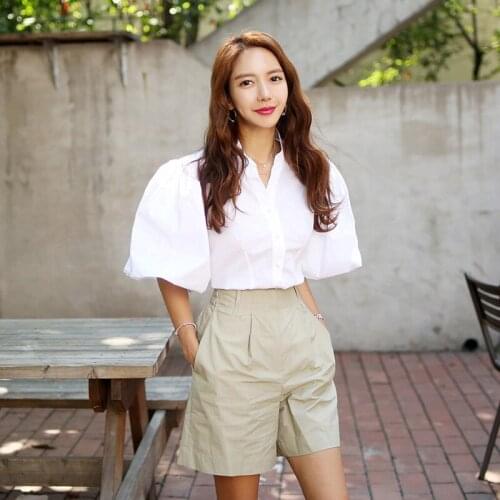 New arrival women two-piece set sleeveless white loose simple shirt comfortable short pant fashion wild summer women set