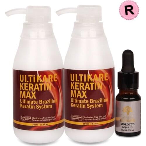 11.11 Professional For Strong Frizzy Hair 12% Formaldehyde Brazilian Chocolate Keratin Hair Treatment+10ml Argan Oil Hair Set