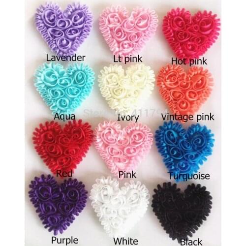 120 pcs/ lot , 3" chiffon heart , shabby chiffon heart (12 colors IN STOCK)