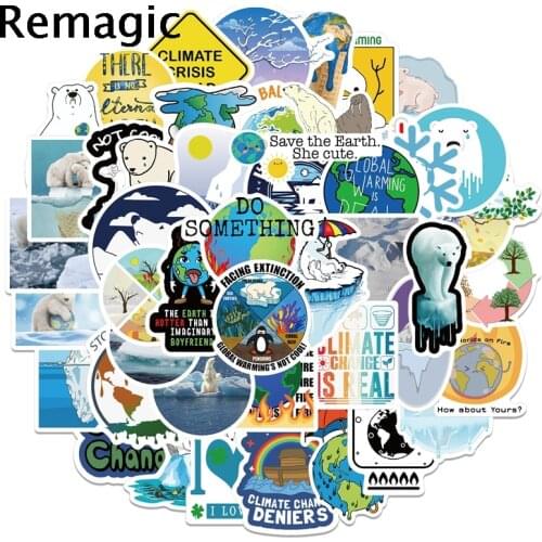 50pcs Global climate change Cartoon Children Stickers Skateboard Guitar Suitcase Girls Waterproof scrapbooking Sticker Kid