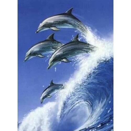 Animals Full Square/Round 5D DIY Diamond Painting Dolphin Pictures 3D Embroidery Mosaic Cross Stich Kit Art Stickers Decor DF521