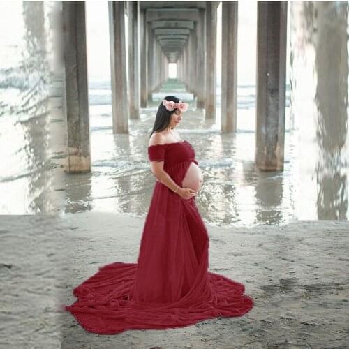 Maternity Photography Props Pregnancy Dress For Photo Shooting Off Shoulderless Pregnant Dresses For Women Maxi Maternity Gown