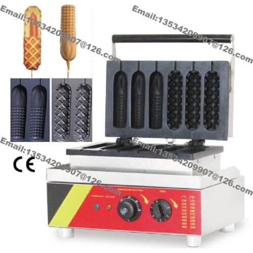 Free Shipping Commercial Use Non-stick 110v 220v Electric 6pcs French Hot Dog Waffle Dog Maker Iron Corn Dog Machine Baker Mold