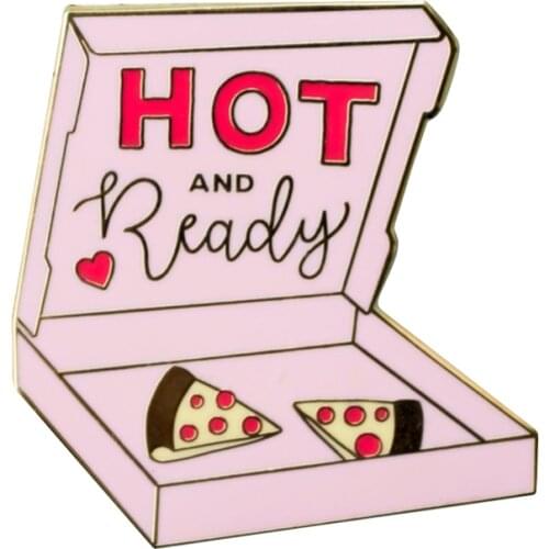 Hot and Ready Lapel Pin Pizza Box Badge