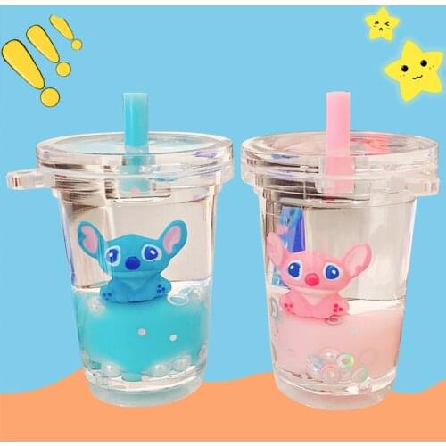 Disney Cartoon Stitch Milk Tea Bottle Key Chain Bag Ornament Fashion Gift Creative Keychain Pendant Cute Keychains For Women
