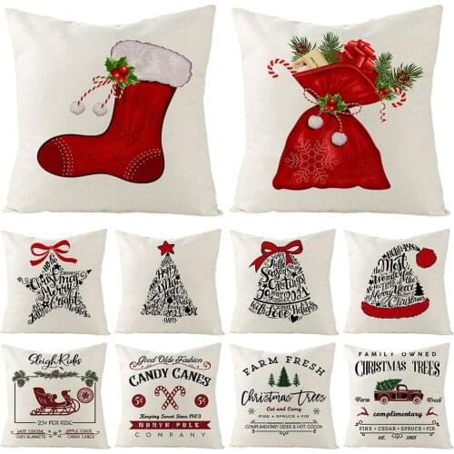 Halloween Christmas Pillowcases Bells Letters Print Sofa Throw Dust Cover Home Office Decor Pillow Case