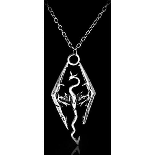 Dongsheng 2018 Dragon Pendant Necklace Bijouterie Men Chain Jewelry The Elder Scrolls V Skyrim Choker Chain Accessories Collares