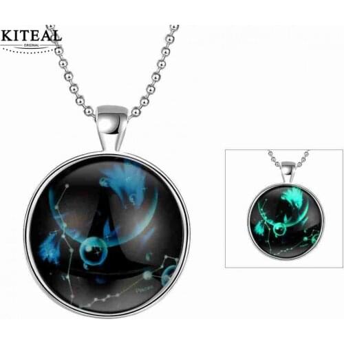 KITEAL 2019 Lovely Glowing Film Clear Neuter necklaces & pendants Pisces glow in the dark colar vintage christmas gift
